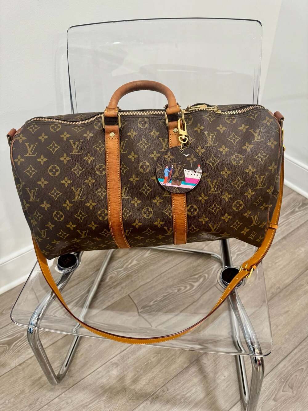 Louis Vuitton Keepall 45 Bandouliere Monogram Travel Bag Authenticated